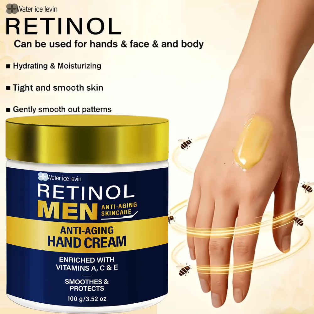 Water Ice Levin Retinol Men Anti-Aging Hand Cream With Vitamin A C E Bee Venom Moisturizing Firming Hand Care 100g