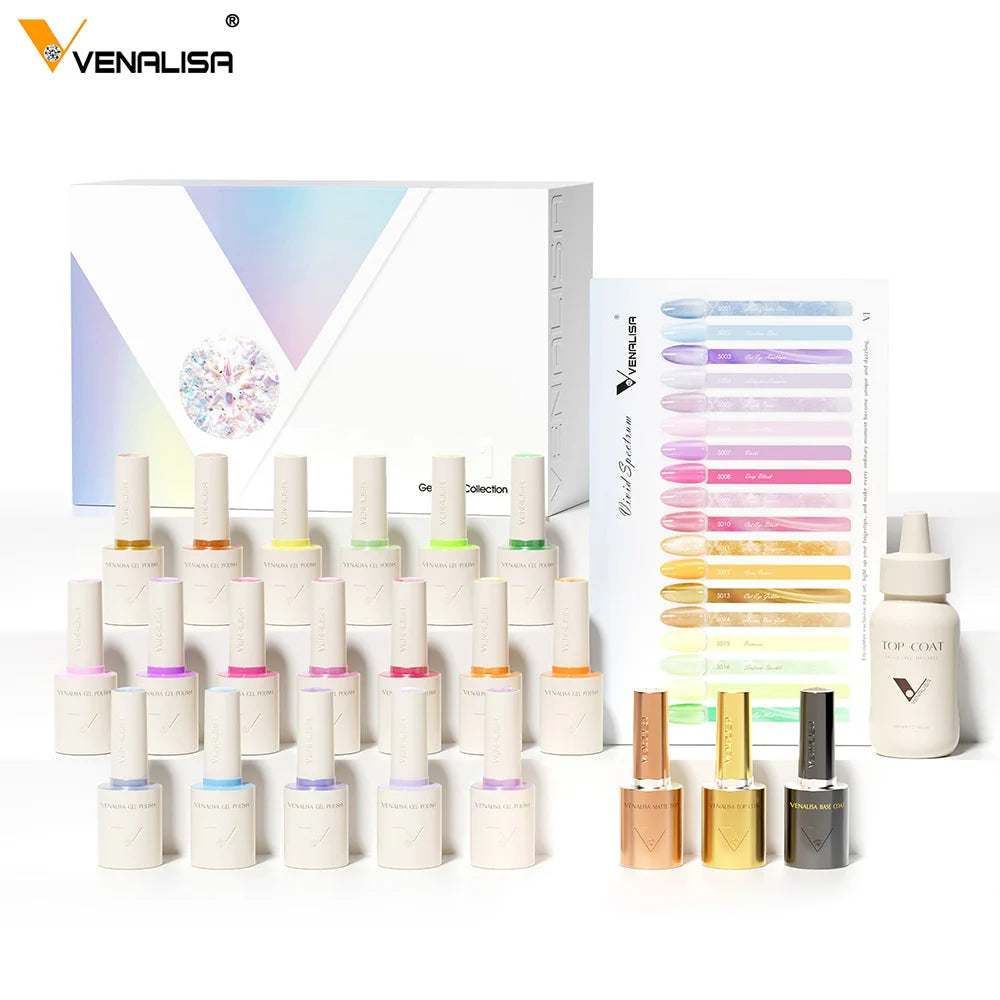 VENALISA 10mI Nail Gel Polish Set HEMA/TPO Free Vegan UV LED SoakOff Long Lasting High Gloss Base TopCoat for Salon DlY Manicure