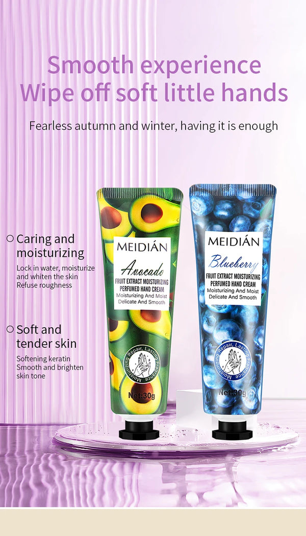 Meidian Fruit Fragrance Hand Cream Packaged Set of 5 Moisturizing and Hydrating Hand Cream Set for Autumn and Winter to Prevent Dryness and Cracking, Hand Care Cream for Skin Softening and Nourishment, Hand Moisturizing Cream