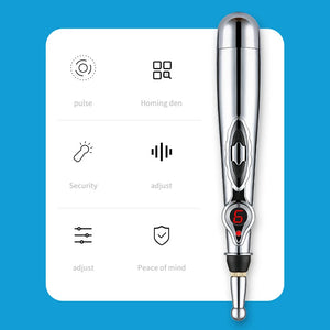 Electric Massage Pen Adjustable For Body Back Hand Massage Press And Relax Muscles, Battery Powered Silver