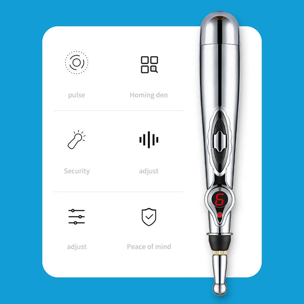 Electric Massage Pen Adjustable For Body Back Hand Massage Press And Relax Muscles, Battery Powered Silver