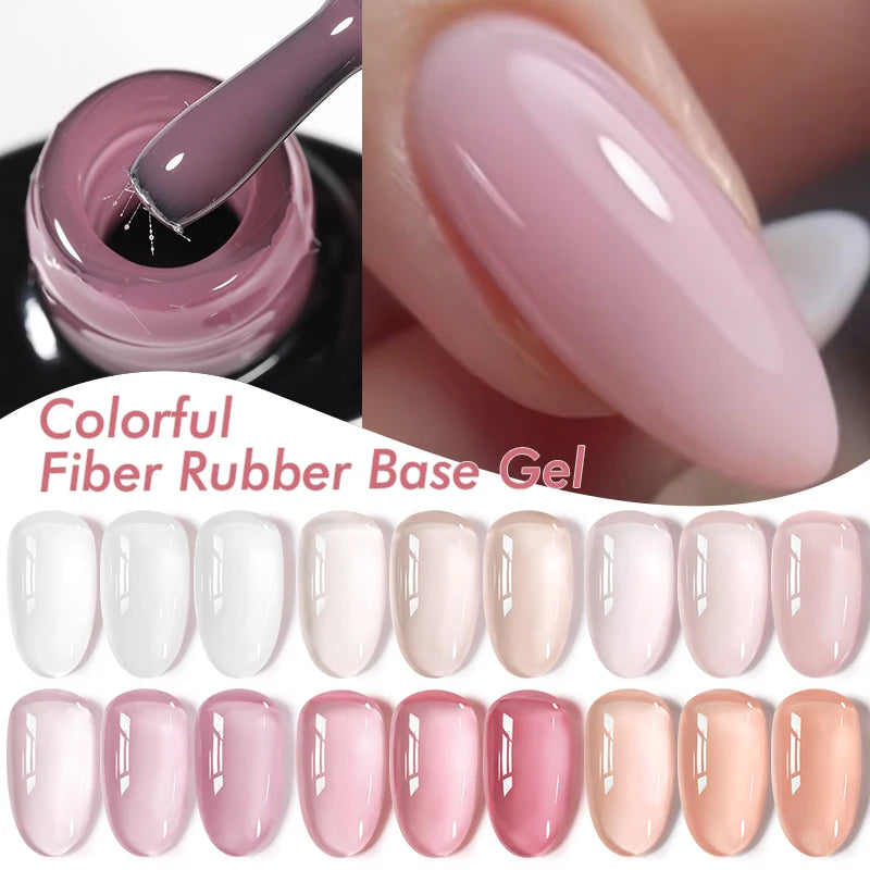 UR SUGAR 7ml Colorful Fiber Rubber Base Gel Transparent Repaire Construction Nail Gel Polish Hybird Soak Off UV LED Varnish Art