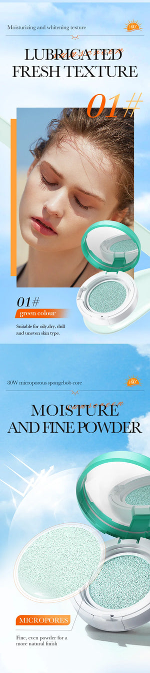 SADOER Air Cushion Whitening Hydrating Barrier Concealer BB Cream Brighten Moisturizing Sunscreen SPF60+ Anti-sunburn Makeup