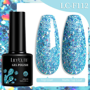 LILYCUTE 7ml Non Stick Hand Solid Extension Gel Nail Polish 3D Auroras Effect Carving Flower Function For Finger ProlongHard Gel