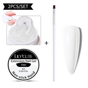 LILYCUTE 7ml Non Stick Hand Solid Extension Gel Nail Polish 3D Auroras Effect Carving Flower Function For Finger ProlongHard Gel