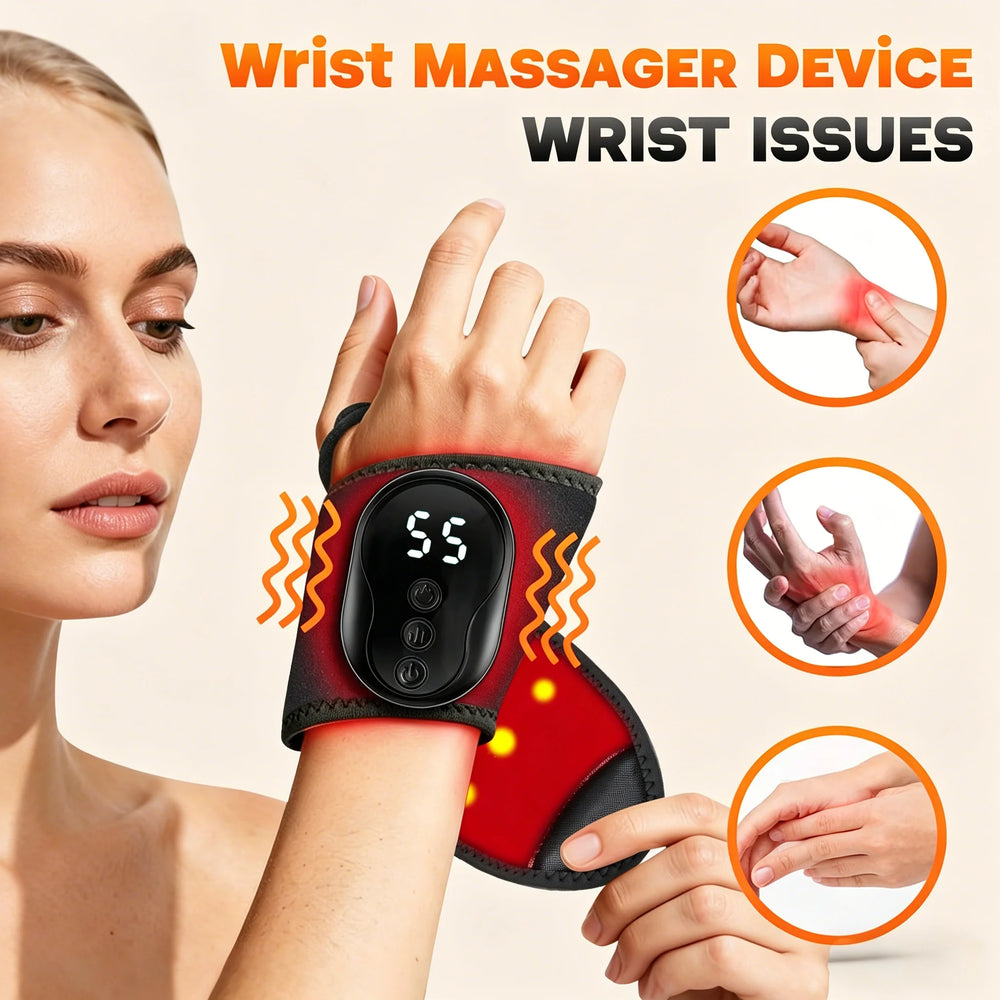 Portable Wrist Massager Hand Massage Deivce Cordless Wrist Brace Vibration Wrist Pad for Carpal Tunnel Hand Wrist Daily Comfort