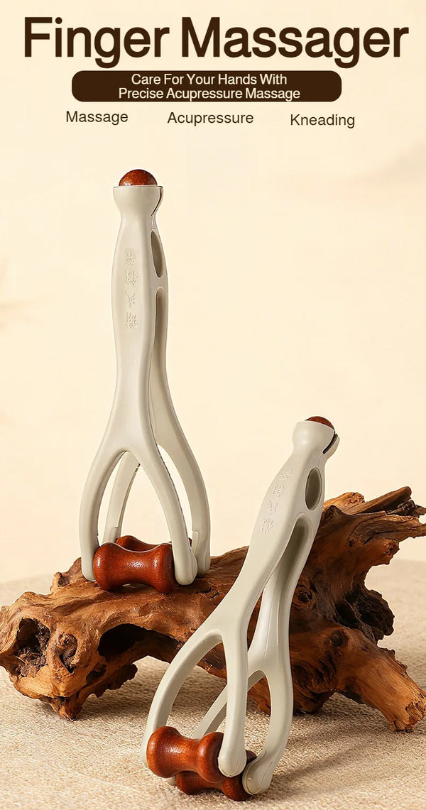 Wooden Finger Roller Massager Acupoint Relief Hand Joint Care Acupressure Massage Tool Hand Relaxation