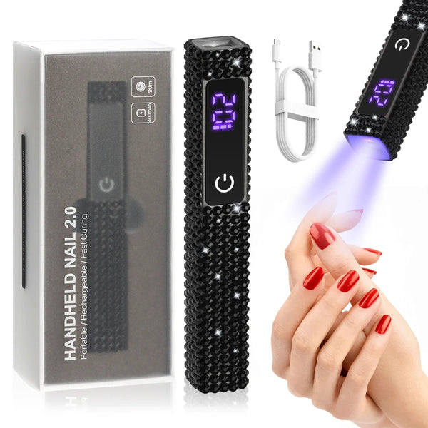 Mini Handheld UV ED Lamp For Nails Portable Rechargeable Nail Dryer For Curing Gel Polish With LED Display Manicure Machine