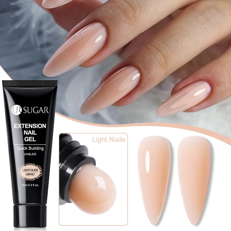 15ml UR SUGAR Extension Nail Gel Polish Nail DIY Clear Camouflage Color Fibre Glass Hard Gel Nails Finger Prolong UV LED Gel