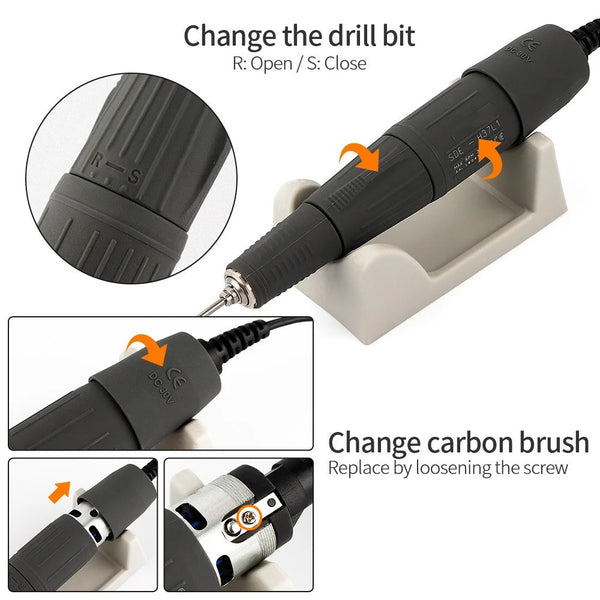 65W BT Marathon Champion-3 Manicure machine Set 45000rpm SH37LN Electric Nail Drill Handle For Pedicure Nail File Grinding Tool