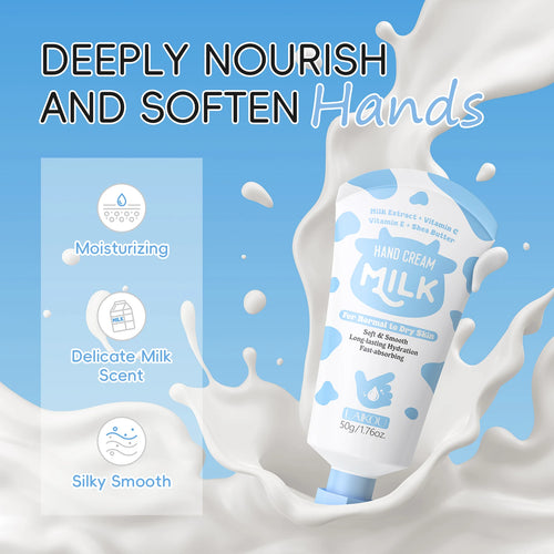 LAIKOU Milk Hand Cream Intensive Hydration Fast-Absorbing Smoothing Repair Dry Cracked Skin Vitamin C Enriched
