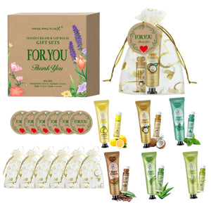 6 Sets/Box Wedding Companion Gift Set, Hand Cream Set Lip Balm Set, Love Thank You Card and Love Gauze Bag, Party Gift Distribut