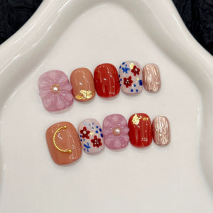 10pcs Love Cat Eye Handmade Press on Nails Simple Fake Nails False Nails Short Artificial Nail