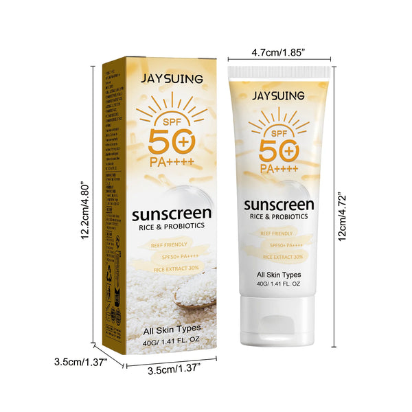 Probiotic Organic Rice Sunscreen Prevent Tanning Reduce Risk Sunburn Waterproof Broad Spectrum Protection UV Resistant Lotion