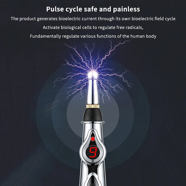 Electric Massage Pen Adjustable For Body Back Hand Massage Press And Relax Muscles, Battery Powered Silver