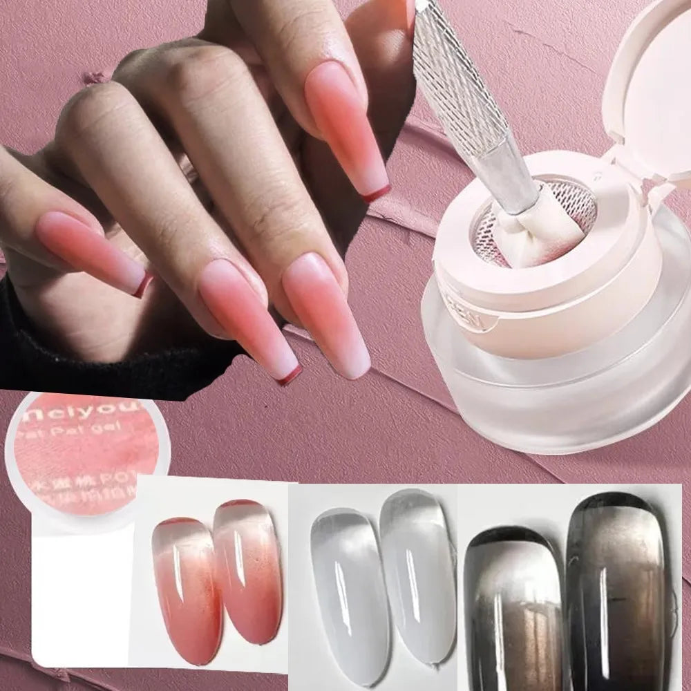1Jar Cushion Patting Gel Polish Ombre Black White Peach Pat Pat Gel Nail Polish Drawing Liner French Nail Cushion Gradient Gel
