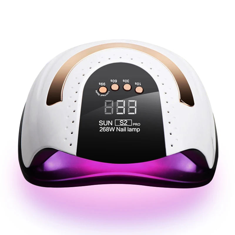 268W Professional UV LED Nail Drying Lamp for Nails Gel Polish Dryer with 4 Timer Setting Auto Sensor Manicure Light Equipment