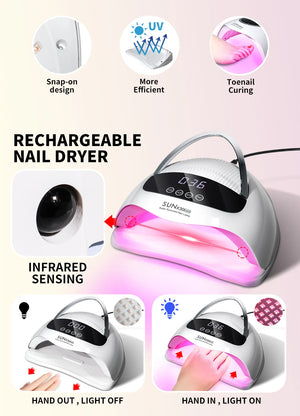 Professional 90 LED UV Nail Lamp For Nails Gel Polish With 4 Timer Setting HD Display Screen Auto Sensor Nail Dryer Tool