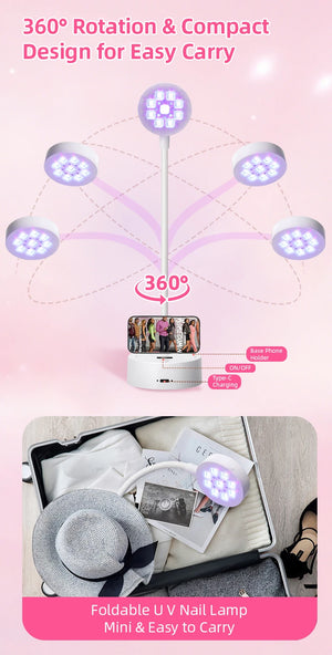 Rechargeable Adjustable UV LED Nail Lamp for Gel Polish Curing Professional Cordless Nail Dryer for Salon and Home Use