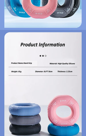 Silicone Adjustable 20-90LB Hand Grip Arm Strength Exercise Gripping Ring Fitness Gym Finger Forearm Trainer Carpal Expander