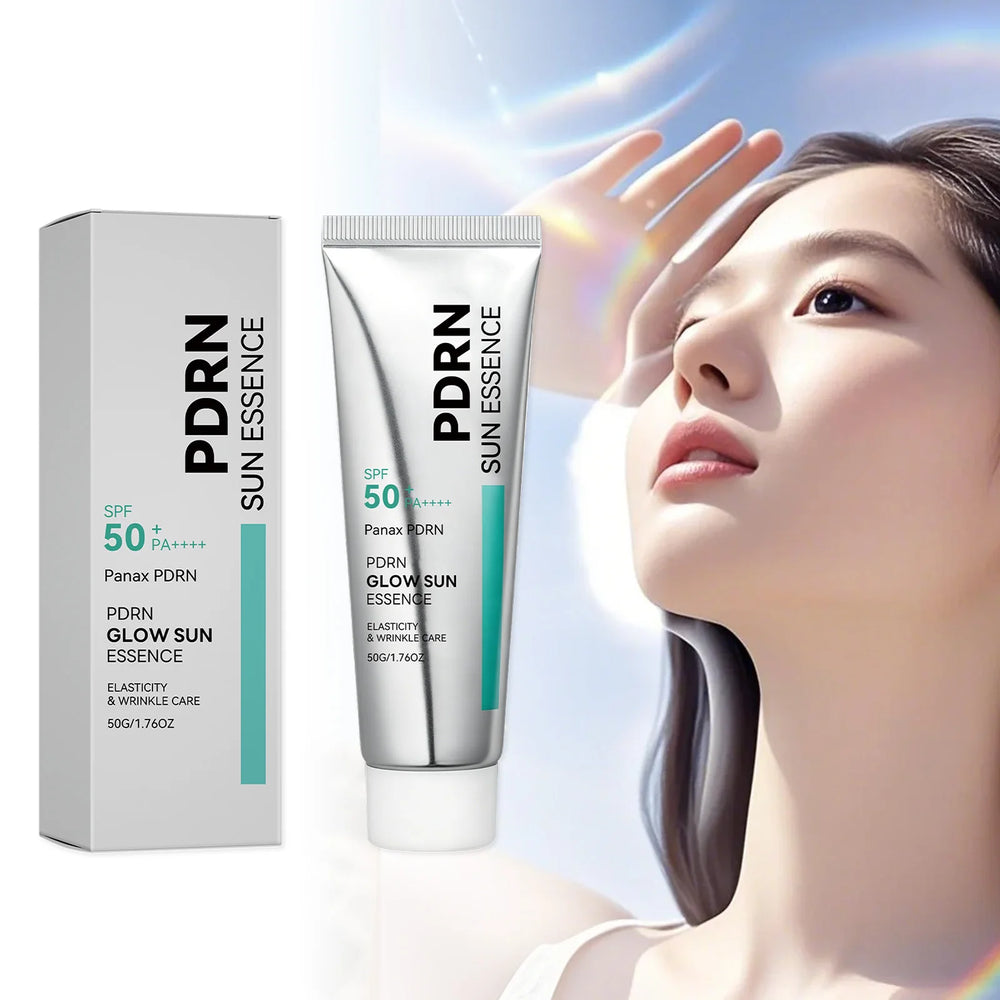SPF 50 PDRN Facial Sunscreen Essence Broad Spectrum UV Defense Waterproof Moisturizing Refreshing Non Sticky Daily Face Sun Care