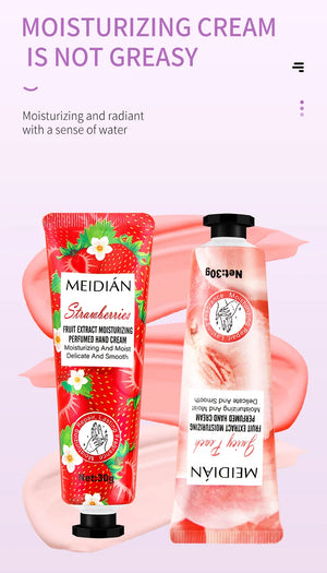 Meidian Fruit Fragrance Hand Cream Packaged Set of 5 Moisturizing and Hydrating Hand Cream Set for Autumn and Winter to Prevent Dryness and Cracking, Hand Care Cream for Skin Softening and Nourishment, Hand Moisturizing Cream