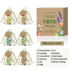 6 Sets/Box Wedding Companion Gift Set, Hand Cream Set Lip Balm Set, Love Thank You Card and Love Gauze Bag, Party Gift Distribut