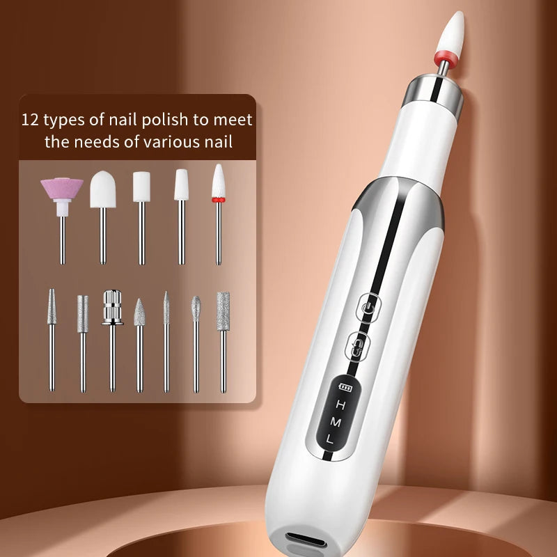 Professional Electric Nail Drill Machine Portable Manicure Pedicure Kit Cordless Nails Grinding Polishing Foot Care Tool