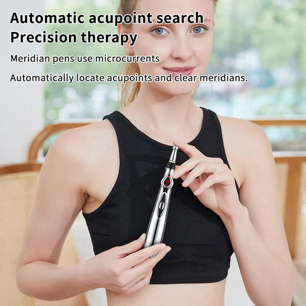 Electric Massage Pen Adjustable For Body Back Hand Massage Press And Relax Muscles, Battery Powered Silver