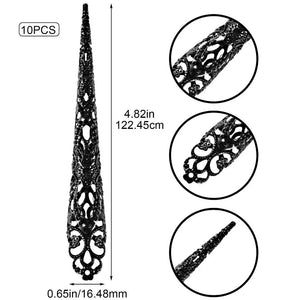 10pcs Ancient Costume Fake Nails Queen Nail Ring Costume Antique Style for Drama Dance Show Halloween Cosplay Nails Accessories