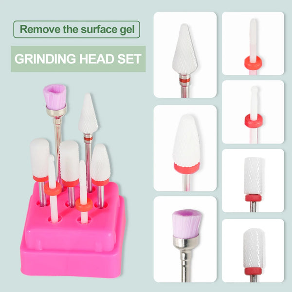 7 Pcs Tungsten Carbide Ceramic Nail Drill Bits For Manicure Removing Gel Varnish Nail Drill Bit Kits Accessories Engraving Tools