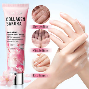 Collagen Cherry Blossom Moisturizing Smooth Hand Cream For Autumn And Winter Portable Dry Skin Moisturizing Cream