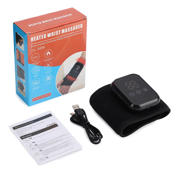 Electric Wrist Massager Heating Pad Vibration 5 Gears Hot Compress Wrist Guard Band USB Recharge Adjustable Wrist Protection
