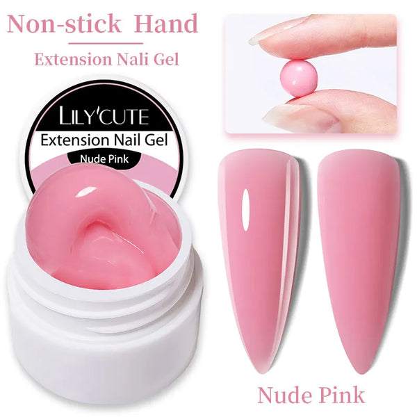 LILYCUTE 7ml Non Stick Hand Solid Extension Gel Nail Polish 3D Auroras Effect Carving Flower Function For Finger ProlongHard Gel