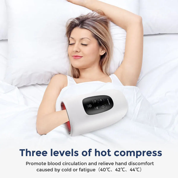 Cordless Electric Hand Massager with Air Pressure Hot Compress Palm Massage Hand Point Airbag Relieve Finger Wrist Muscle Relax