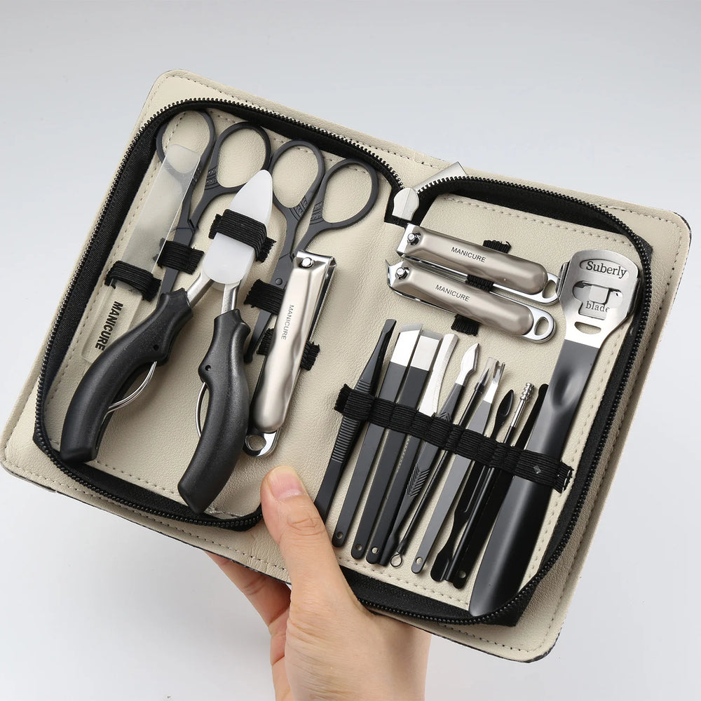 18PCS Nail Clipper Manicure Set Stainless Nail Cutter Pedicure Scissor Cuticle Nipper Nail Tool Personal Care Nail Grooming Tool