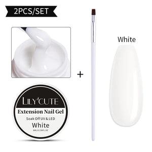 LILYCUTE 7ml Non Stick Hand Solid Extension Gel Nail Polish 3D Auroras Effect Carving Flower Function For Finger ProlongHard Gel