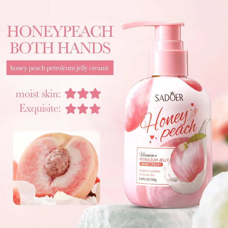 150g Peach Hand Cream, Rich in Glycerin, Peach Extract Essence, and Tocopherol, with a Moisturizing Texture That Is Non-Greasy, Can Nourish Dry Skin, and Can Be Used for Hand, Foot, and Body Care, Keeping Skin Hydrated, Soft,