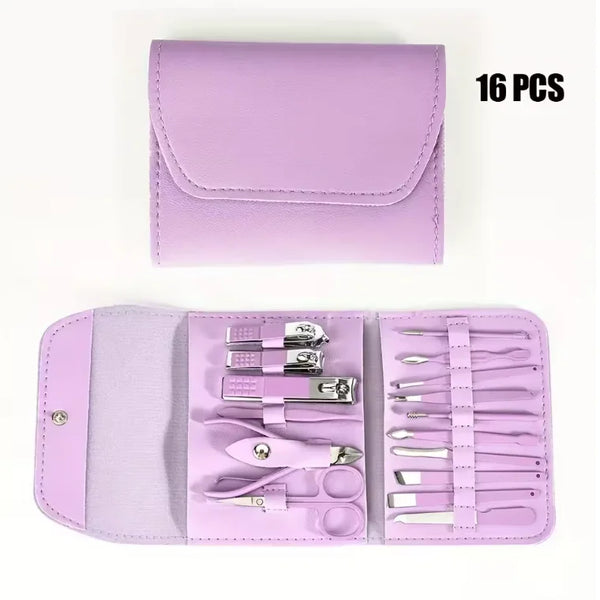 16/12/4 pcs Professional Nail Clippers and Cuticle Nippers Set with Travel Case Manicure Set Pedicure Sets Nail Clippers