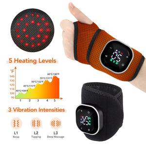 Electric Wrist Massager Heating Pad Vibration 5 Gears Hot Compress Wrist Guard Band USB Recharge Adjustable Wrist Protection