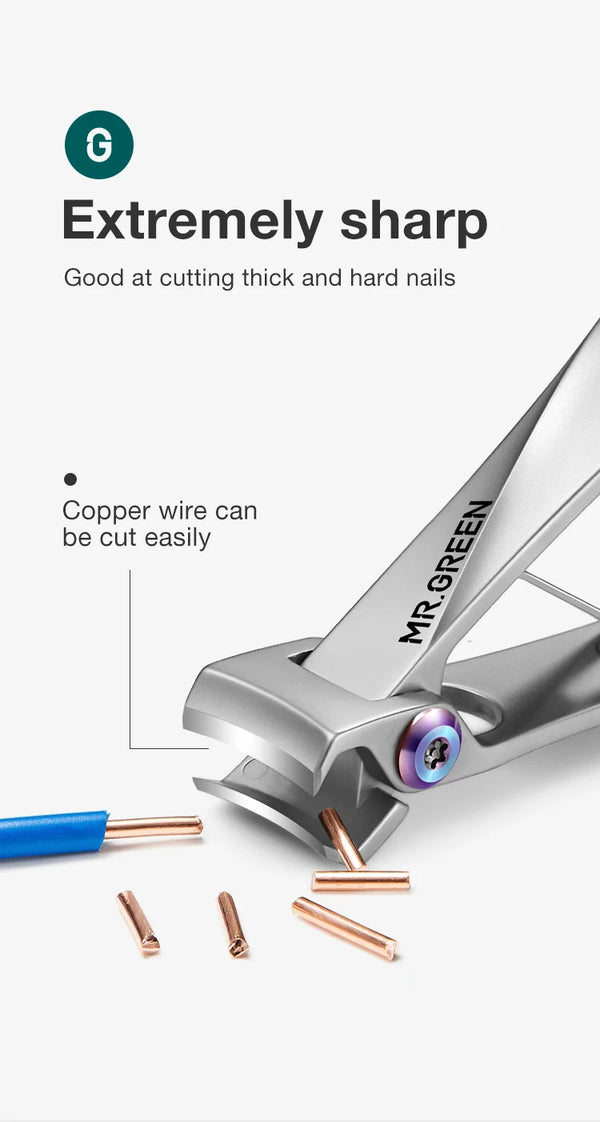 MR.GREEN Nail Clippers Wide Jaw Opening Stainless Steel Fingernail Clipper Thick Hard Toenail Cutter Manicure Scissors Tools