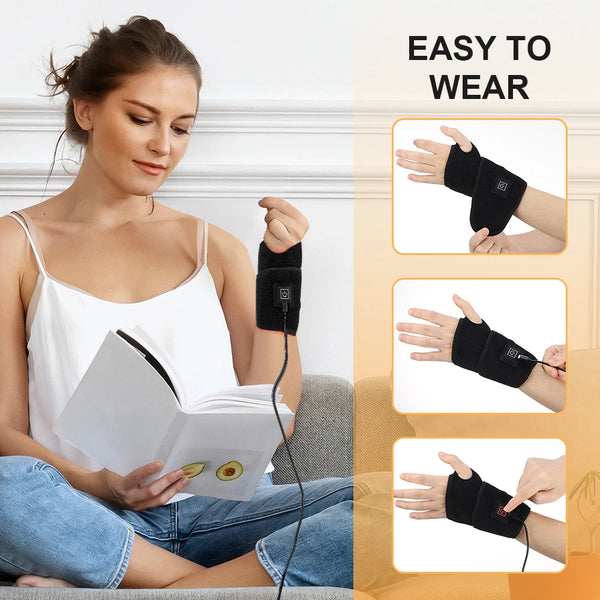 Red Light Heating Wrist Protector 660nm 850nm Infrared USB Hand Massage Support WristBand Pad Brace Hand Joint Guard Health Care