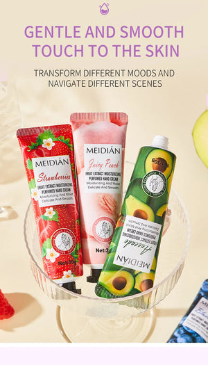 Meidian Fruit Fragrance Hand Cream Packaged Set of 5 Moisturizing and Hydrating Hand Cream Set for Autumn and Winter to Prevent Dryness and Cracking, Hand Care Cream for Skin Softening and Nourishment, Hand Moisturizing Cream