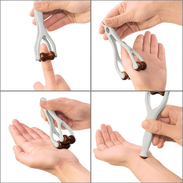 Finger/Hand Massager, Double-Sided Hardwood Massage Roller Tool