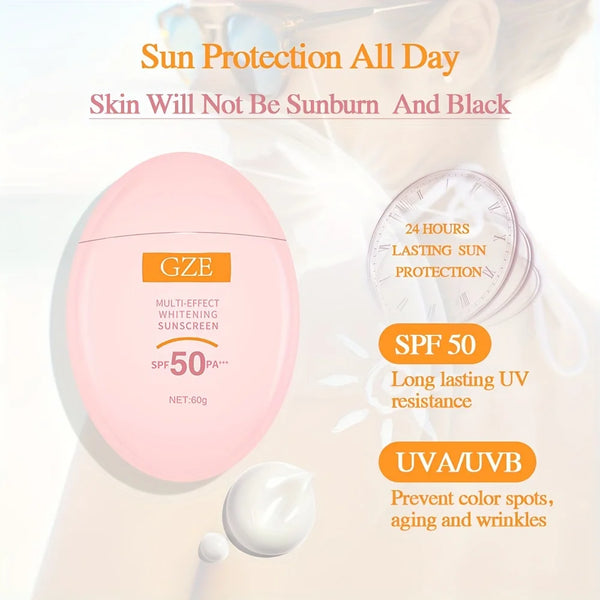 GZE MINERAL SUNSCREEN LOTION: SPF50 Broad Spectrum UVA UVB, Face Neck Protection, Sunburn Cream Zinc Oxide Sensitive Skin PA+++