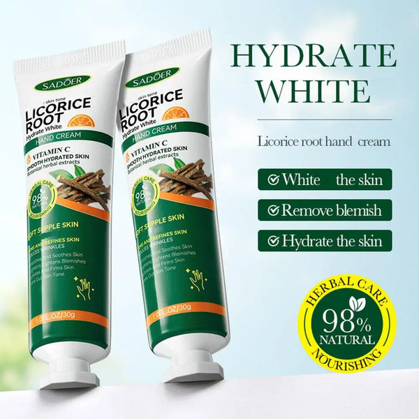 1/3/5/10 pcs SADOER Liquorice Whitening Hydrating Hand Cream with plant Essence Moisturizing Nourishing Brightening Hands Care