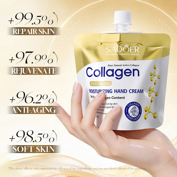 SADOER Collagen Moisturizing Hand Cream Anti Aging Replenish Whitening Repair Damaged Skin Hydrating Hands Skin Care