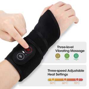 Cordless Heating Wrist Guard 660&850nm Red Light Hot Compress Wristband 3 Levels Electric Vibration Massage Hand Wrist Brace