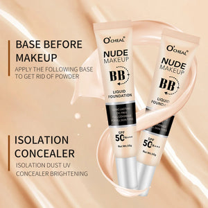 BB Cream SPF50 PA Plus Face Waterproof Foundation Long Lasting Brightening Primer Sunscreen Makeup Base Woman Makeup Cosmetics