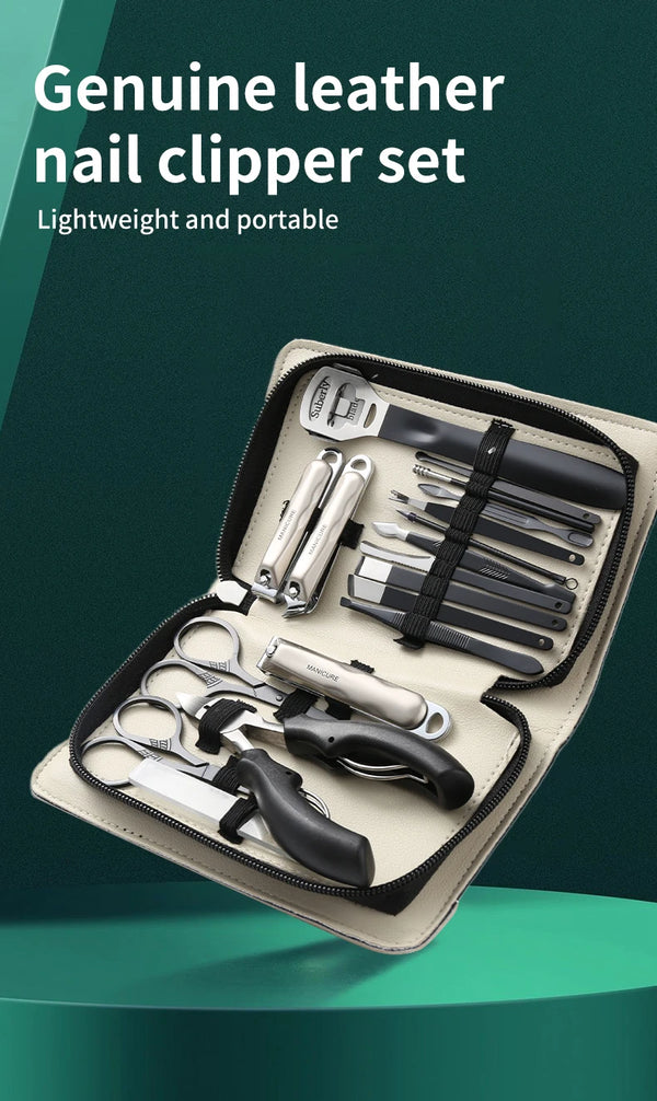 18PCS Nail Clipper Manicure Set Stainless Nail Cutter Pedicure Scissor Cuticle Nipper Nail Tool Personal Care Nail Grooming Tool